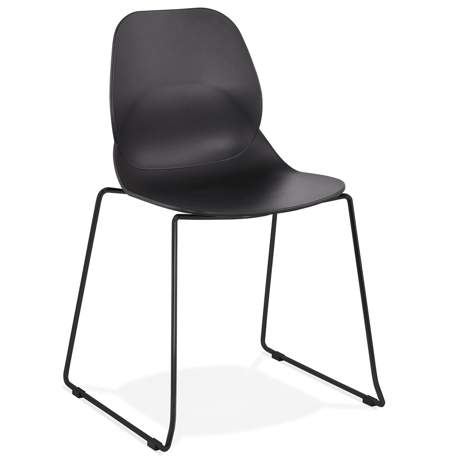 Chaise design 'NUMERIK' noire avec pieds en métal noir vue1