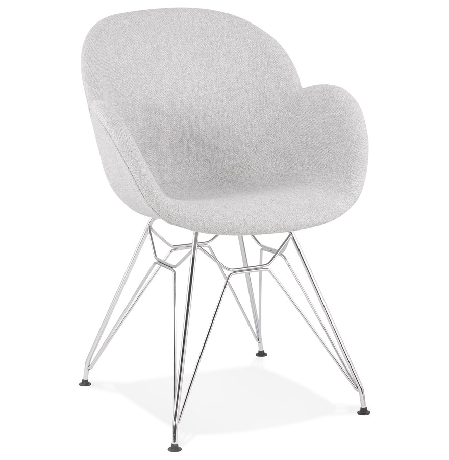 Chaise moderne 'ORIGAMI' en tissu gris clair avec pieds en métal chromé vue1