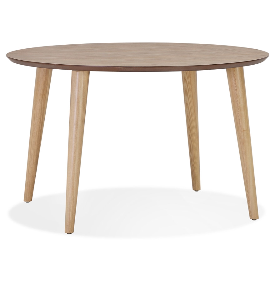 Table à dîner ronde extensible 'ORTENSIA' en bois finition naturelle - 120-220x120 cm vue1