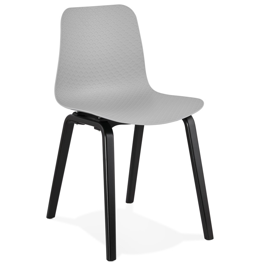 Chaise design 'PACIFIK' grise avec pieds en bois noir vue1