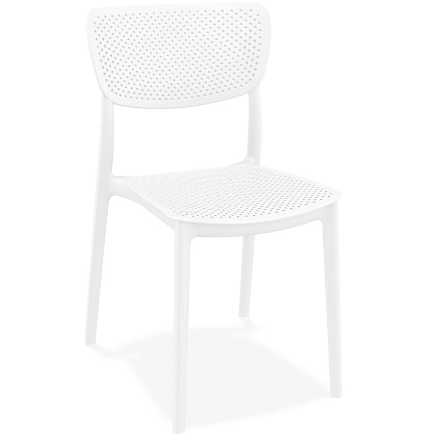 Chaise de terrasse perforée 'PALMA' en matière plastique blanche vue1