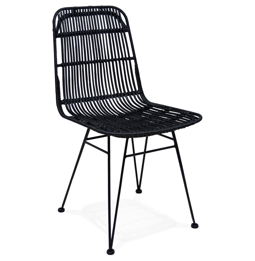 Chaise design 'PANAMA' en rotin noir vue1