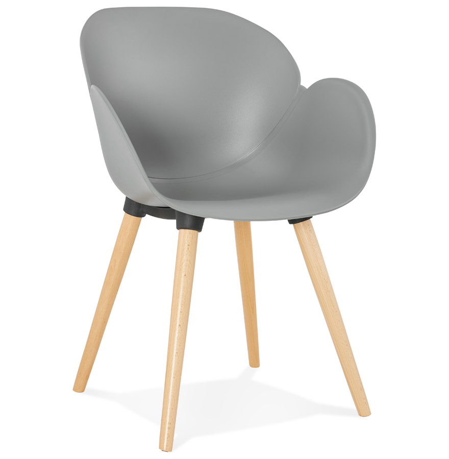 Chaise design scandinave 'PICATA' grise avec pieds en bois vue1