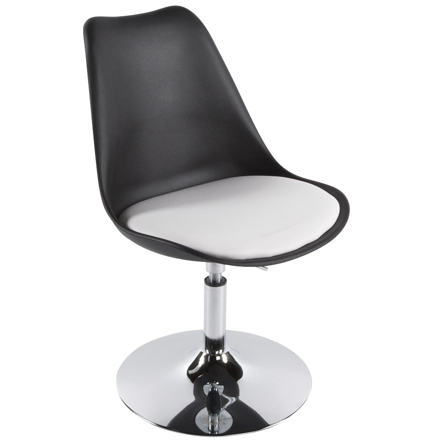Chaise moderne pivotante 'QUEEN' réglable noire et blanche vue1