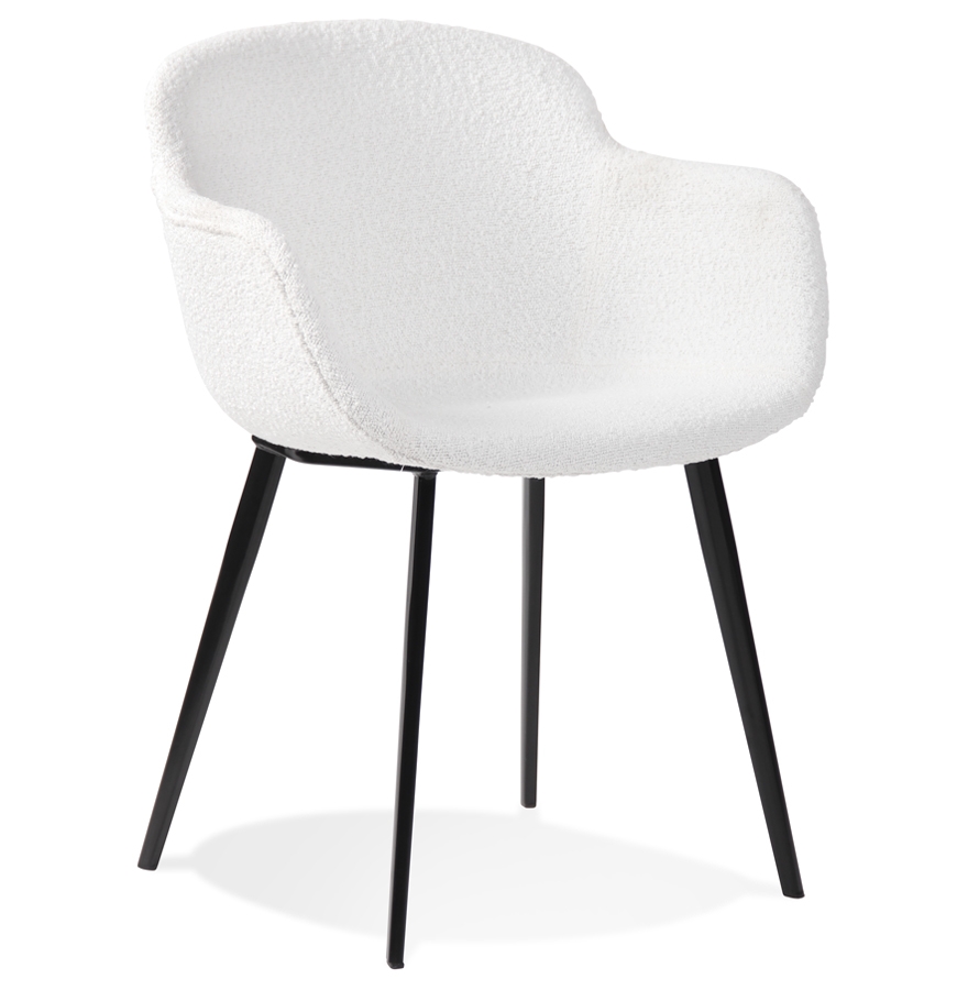chaise avec accoudoirs 'rachel' en tissu bouclé blanc
