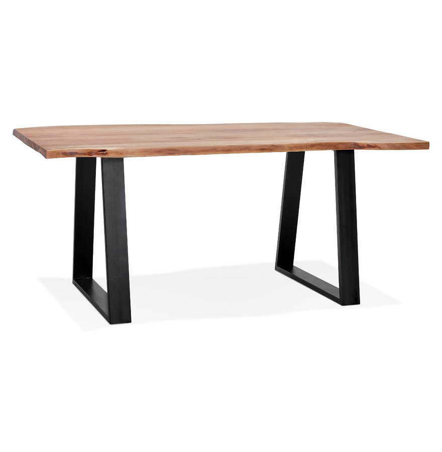Table de salle à manger style industriel 'RAFA' en bois massif et métal - 160x90 cm vue1