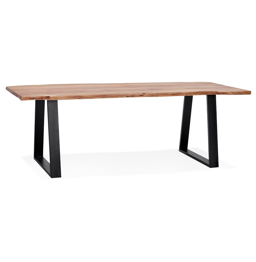Table de salle à manger style industriel 'RAFA' en bois massif et métal - 240x100 cm vue1