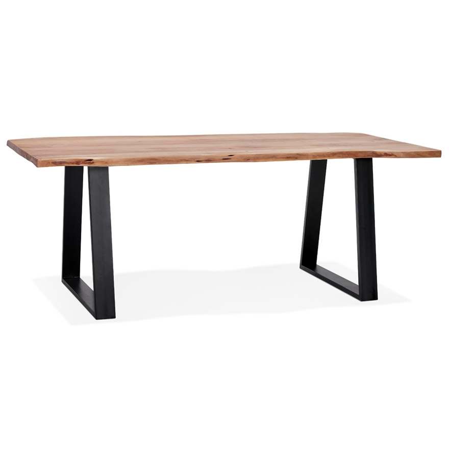 Table de salle à manger style industriel 'RAFA' en bois massif et métal - 200x95 cm vue1