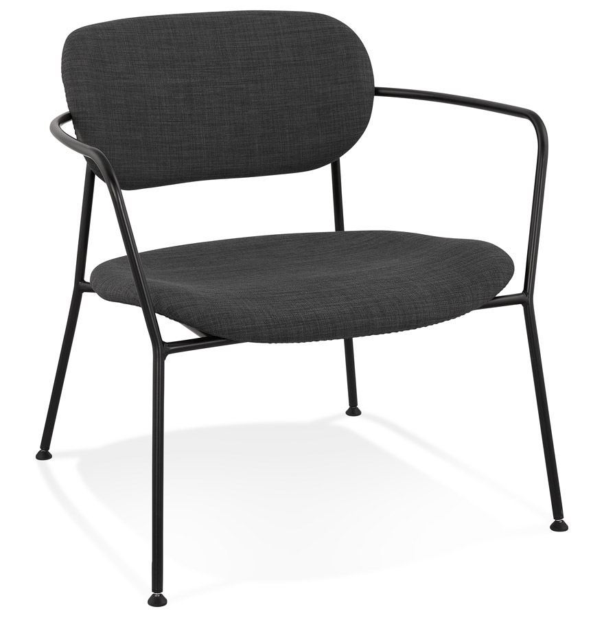 Fauteuil lounge design 'RIKA' en tissu gris foncé vue1