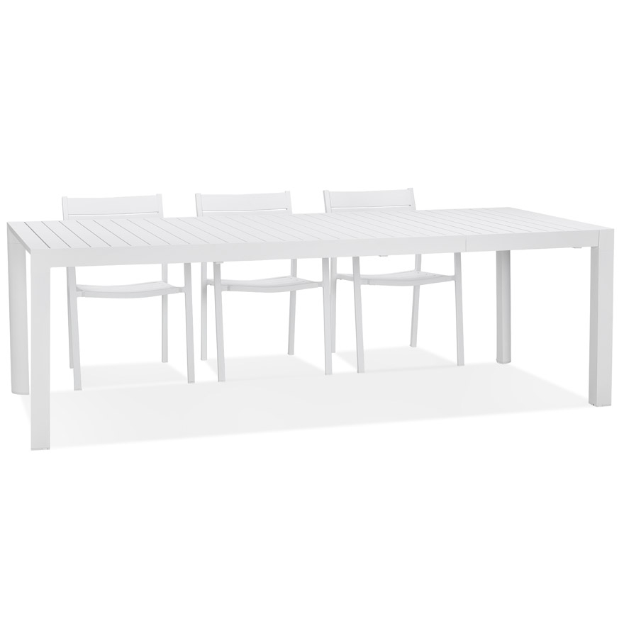 Table de jardin extensible 'SAMUI' en aluminium blanc mat - 180(240)x100 cm vue1