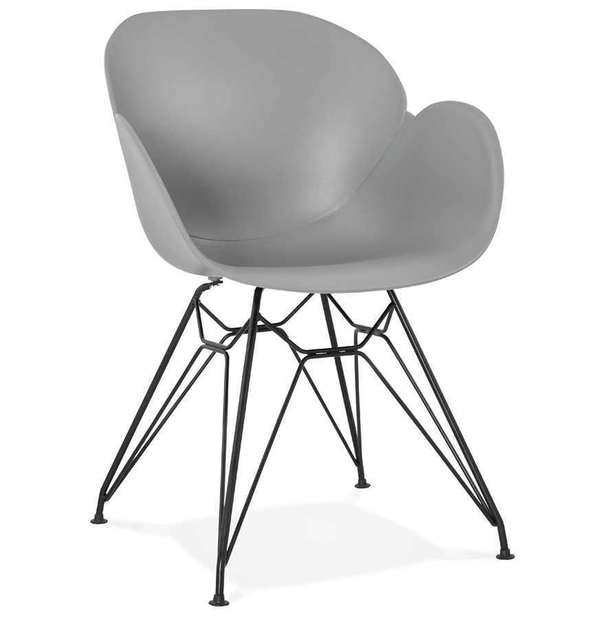 Chaise design 'SATELIT' grise style industriel avec pieds en métal noir vue1