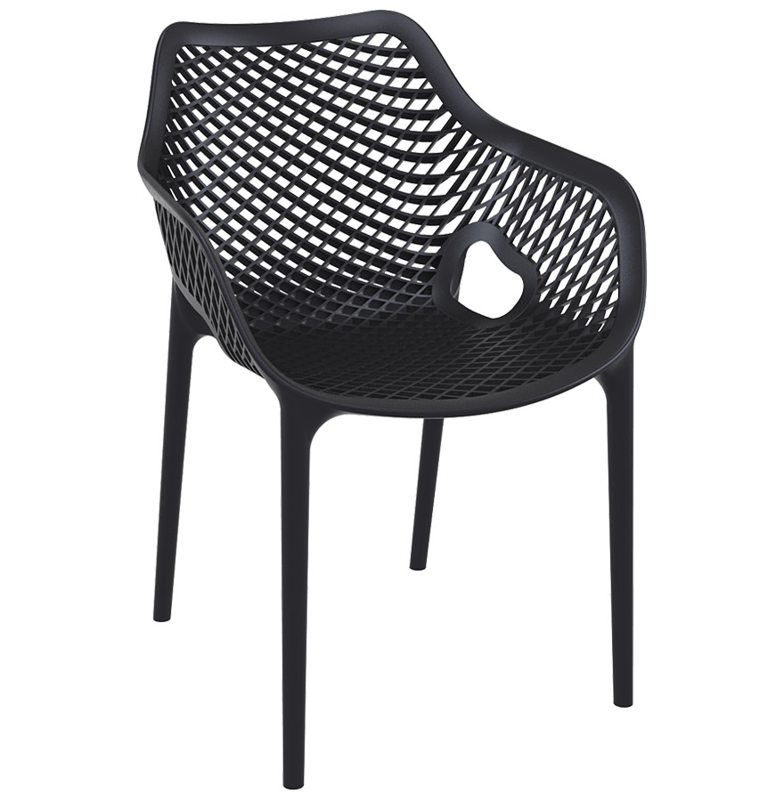 Chaise de jardin / terrasse 'SISTER' noire en matière plastique vue1