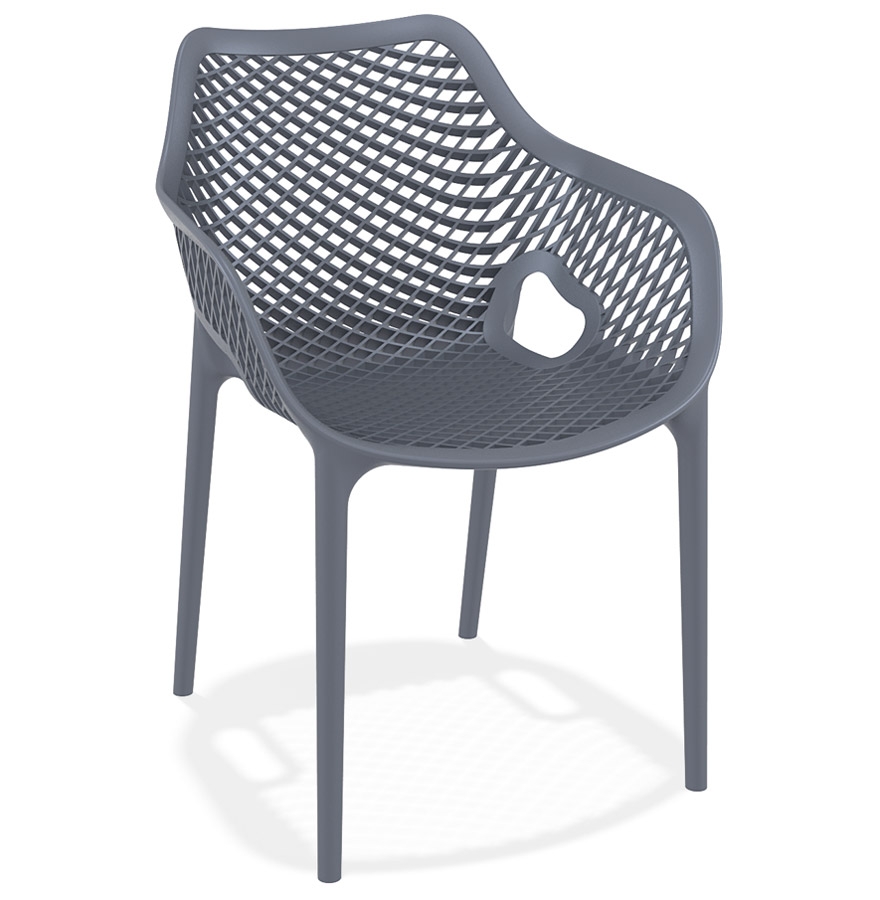 Chaise de jardin / terrasse 'SISTER' gris foncé en matière plastique vue1