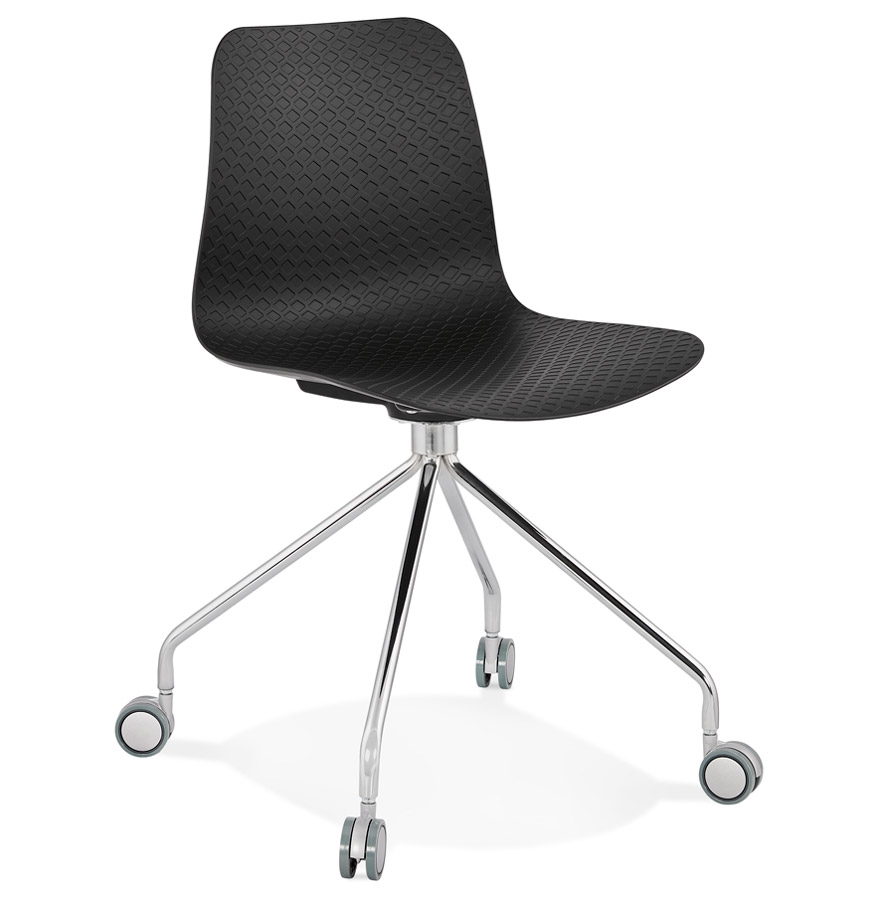 Chaise design de bureau 'SLIK' noire sur roulettes vue1