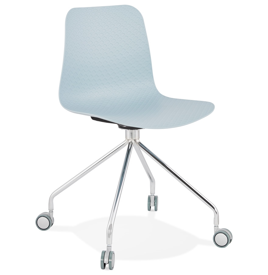 Chaise design de bureau 'SLIK' bleue sur roulettes vue1