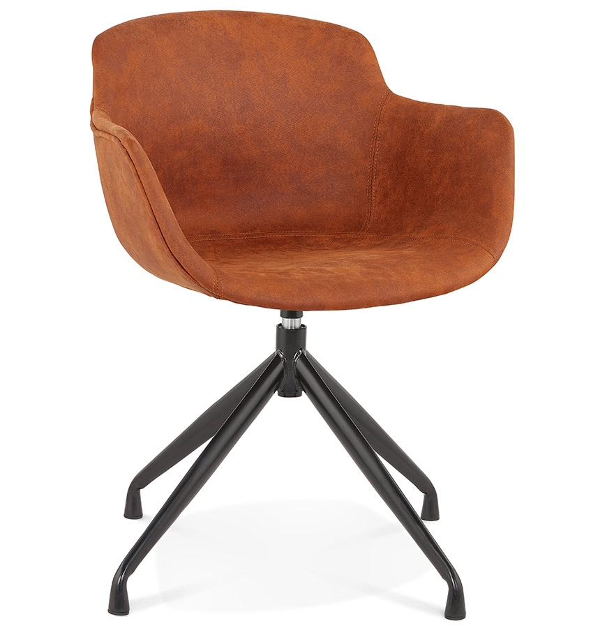 Chaise design avec accoudoirs 'SOUND' en microfibre brune vue1