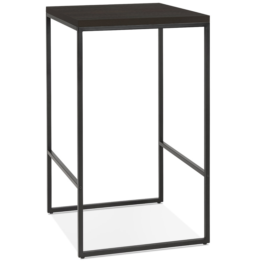 Table haute design 'STRAMOS' finition Wengé avec structure noire vouée aux pro de la restauration vue1