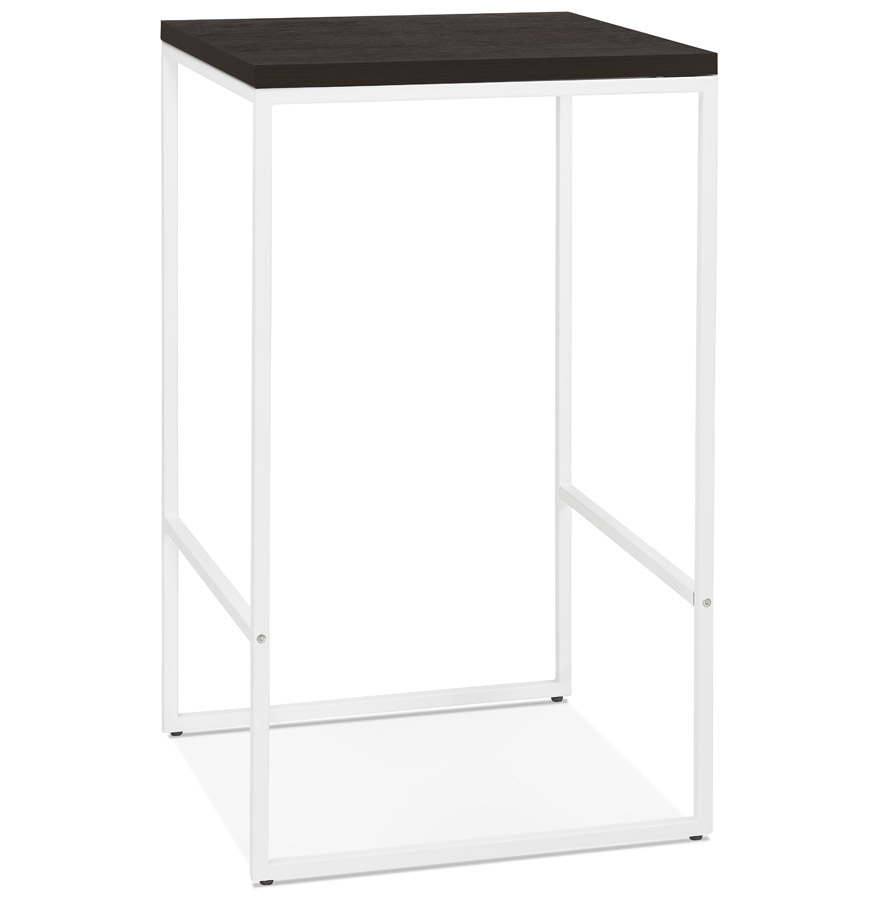 Table haute design 'STRAMOS' finition Wengé avec structure blanche vouée aux pro de la restauration vue1