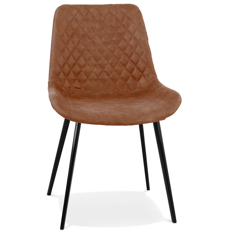 Chaise design 'TAICHI' en microfibre brune et pieds en métal noir vue1