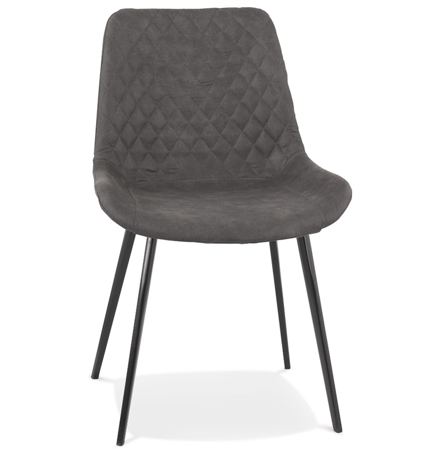 Chaise design 'TAICHI' en microfibre gris foncé et pieds en métal noir vue1