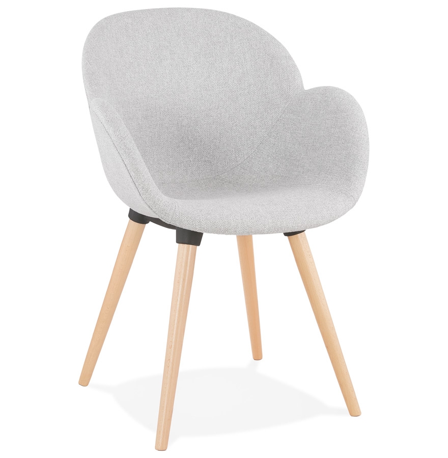 Chaise design scandinave 'TAPIOCA' en tissu gris clair vue1