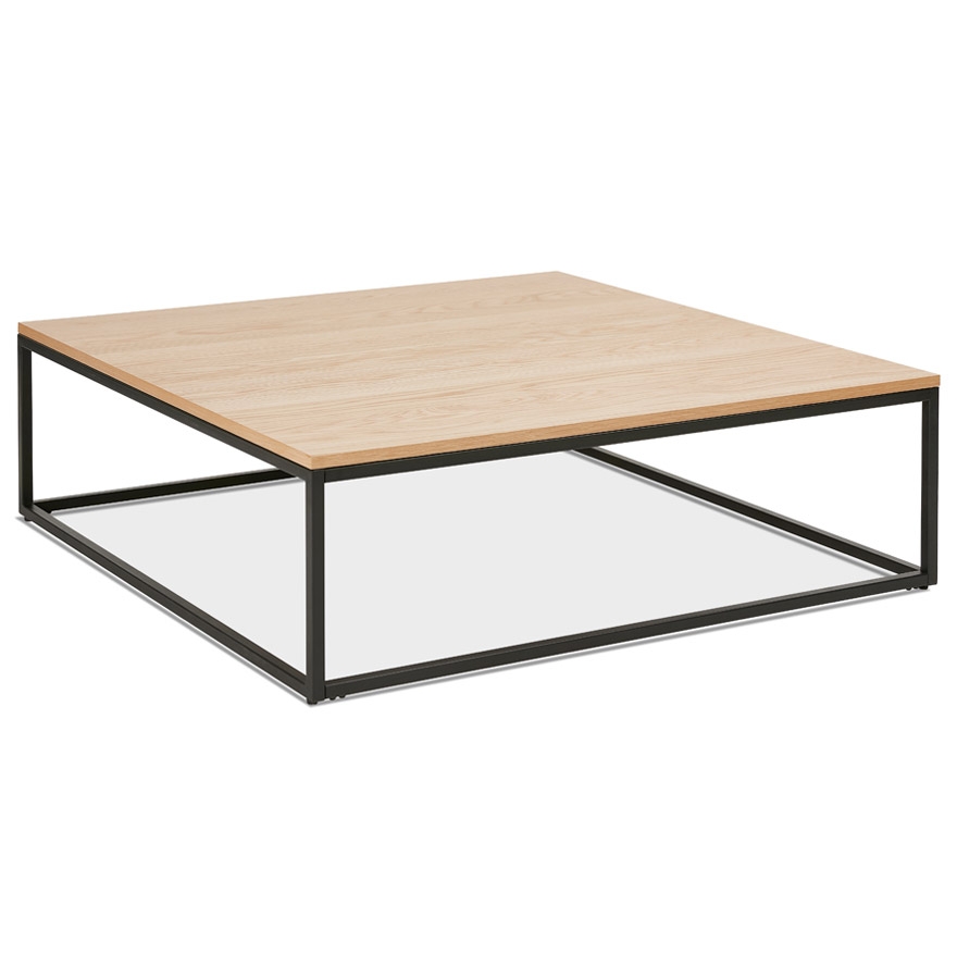 Grande table basse style industriel 'TRIBECA' en bois finition naturelle et métal noir vue1