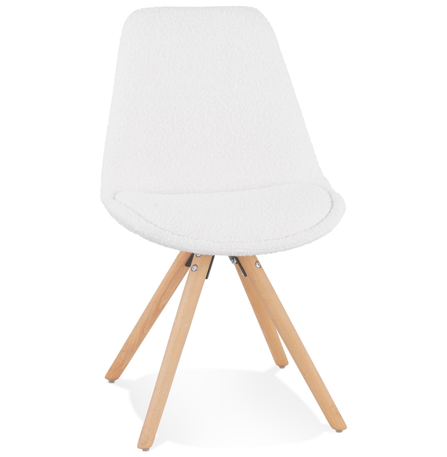 Chaise design 'VALENTINE' en tissu bouloché blanc style scandinave vue1