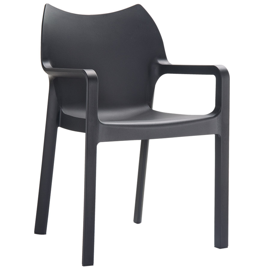 Chaise design de terrasse 'VIVA' noire en matière plastique vue1