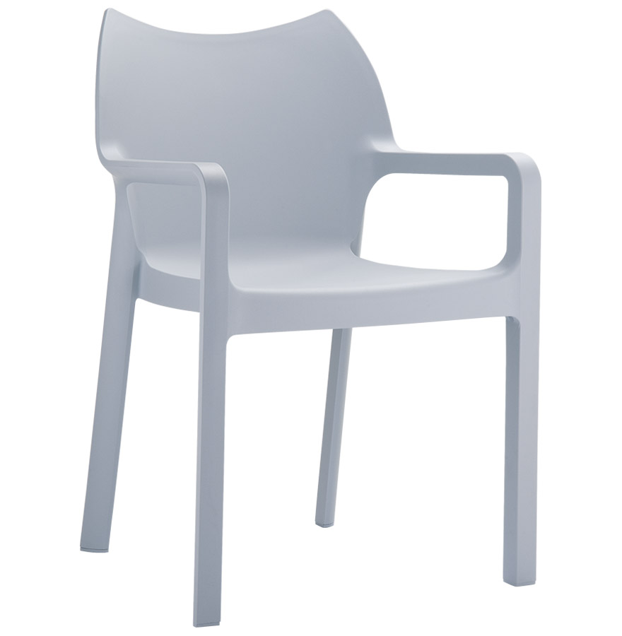 Chaise design de terrasse 'VIVA' grise claire en matière plastique vue1
