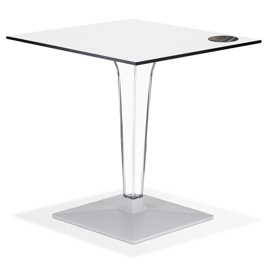 Table de terrasse carrée 'VOCLUZ' blanche intérieur/extérieur - 68x68 cm vue1