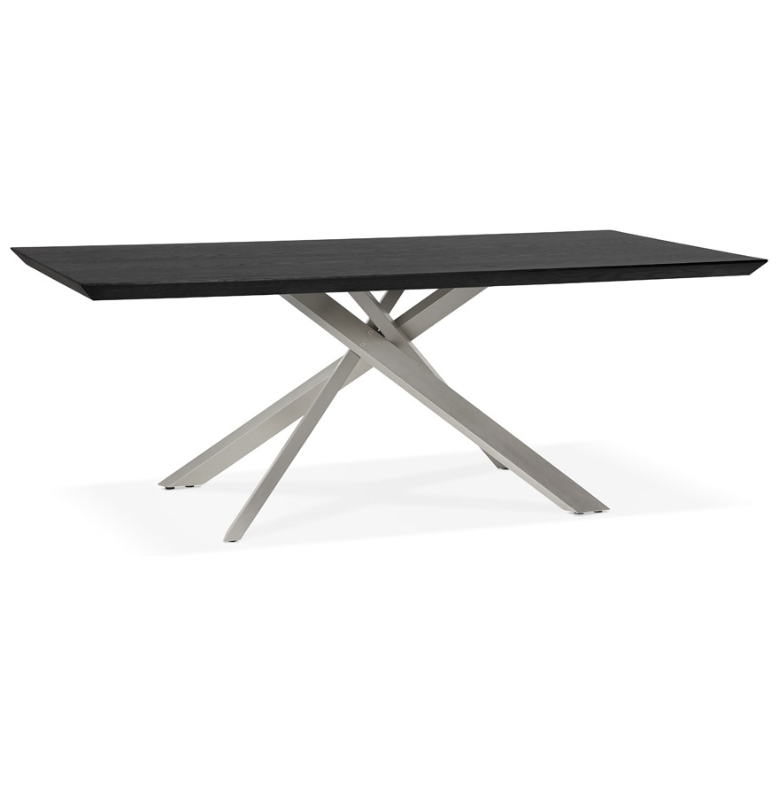 Table à manger design 'WALABY' en bois noir avec pied central en métal - 200x100 cm vue1