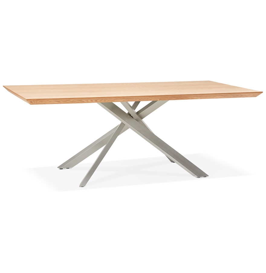 Table à manger 'WALABY' en bois finition naturelle avec pied central en métal - 200x100 cm vue1