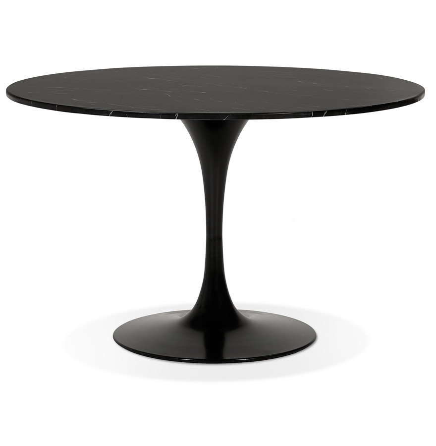 Table à dîner ronde 'WITNEY' en pierre noire effet marbre et métal noir - Ø 120 cm vue1