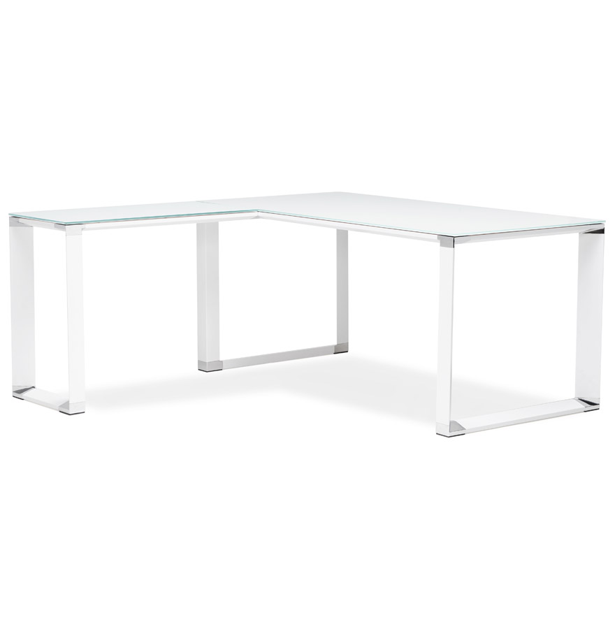 Bureau de direction en angle design 'XLINE' en verre blanc (angle au choix) - 160 cm vue1