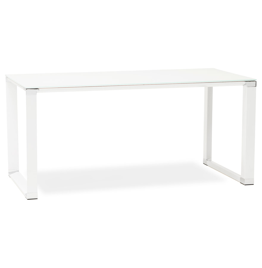 Bureau droit design 'XLINE' en verre blanc - 160x80 cm vue1