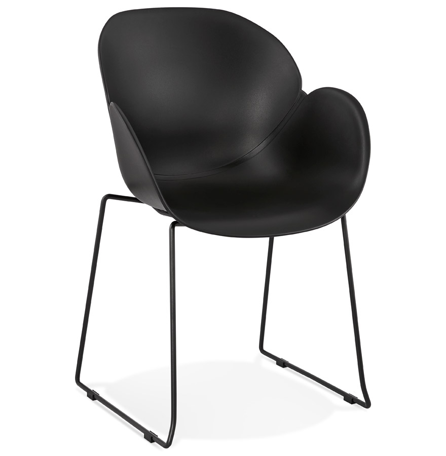 Chaise avec accoudoirs 'ZAKARY' noire avec pied en métal - intérieur /extérieur vue1