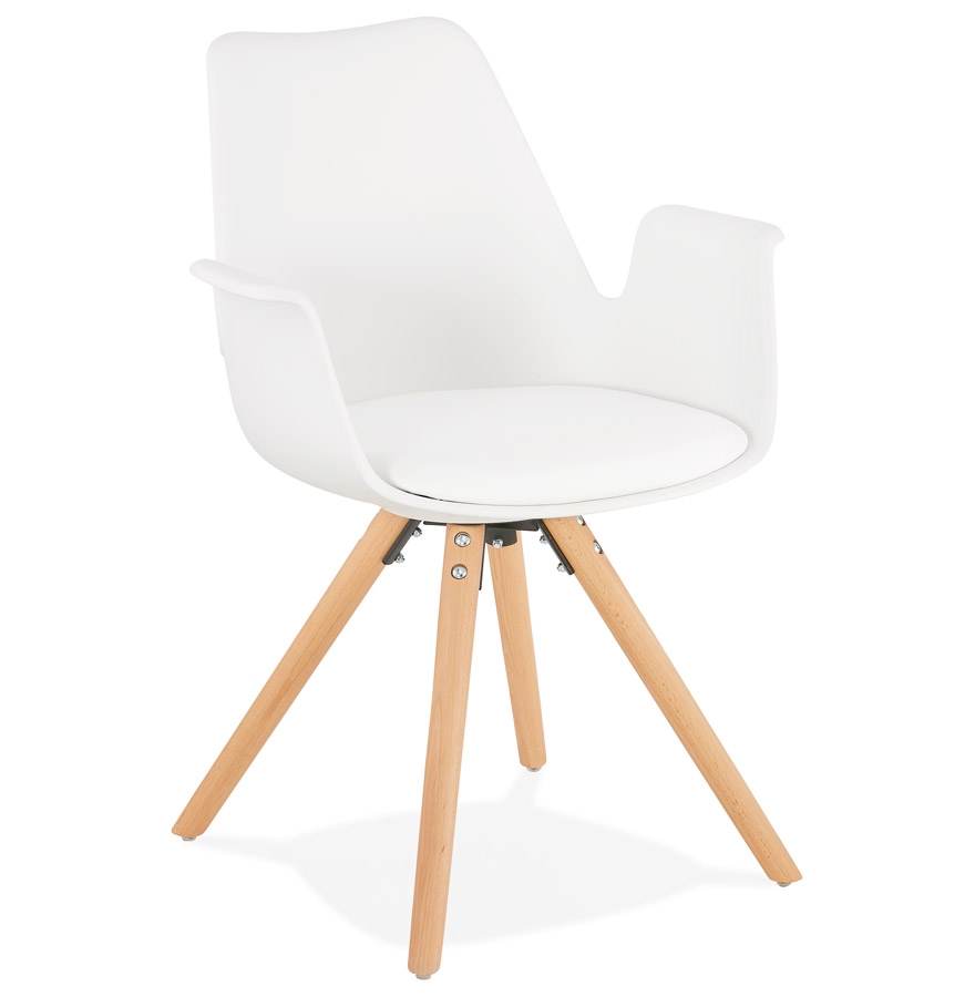 Chaise avec accoudoirs 'ZALIK' blanche style scandinave vue1